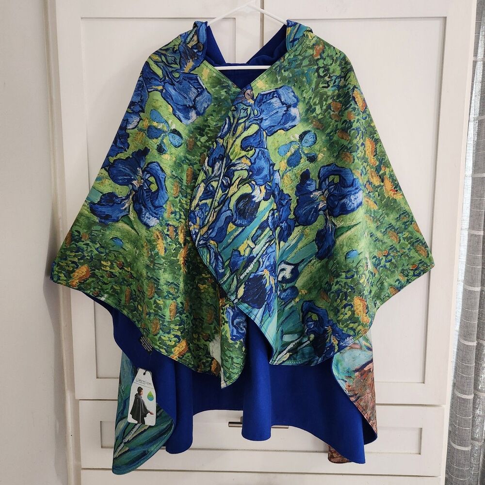 Raincaper Van Gogh Starry Night Reversible Poncho Hooded Rain Cape Travel Art